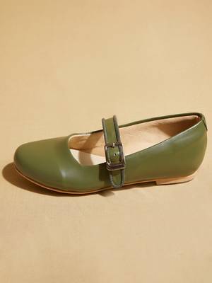 Green solid leather ballerinas 3