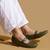 Green solid leather ballerinas
