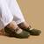 Green solid leather ballerinas