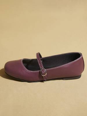 Maroon solid leather ballerinas 3