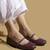 Maroon solid leather ballerinas