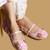 Pink embroidered satin ballerinas