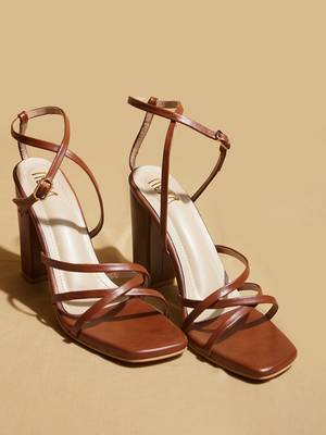 Brown solid leather heels 1