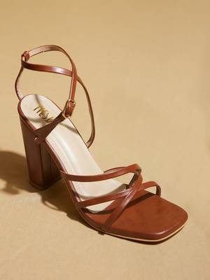Brown solid leather heels 2