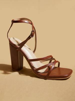 Brown solid leather heels 3