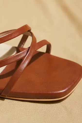 Brown solid leather heels