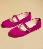 Pink solid velvet ballerinas