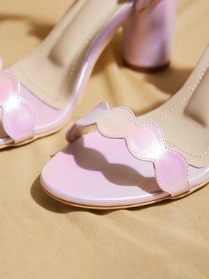 Pink solid leather heels 2