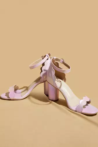 Pink solid leather heels