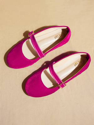 Pink solid velvet ballerinas 3
