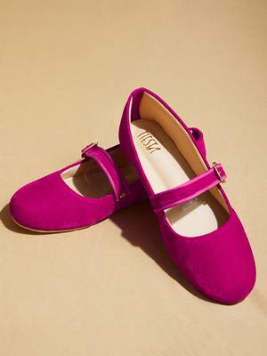 Pink solid velvet ballerinas 4