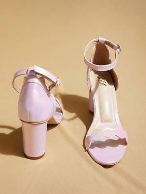 Pink solid leather heels 5