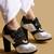 Silver embroidered leather heels