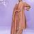 Rose pink embroidery work roman silk anarkali palazzo suit-free size stitching (size upto 42")