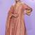 Rose pink embroidery work roman silk anarkali palazzo suit-free size stitching (size upto 42")