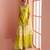 Lime yellow embroidery, mirror & printed work chinnon silk short top palazzo suit-free size stitching (size upto 42")