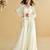 White embroidery sequins & beads work gerogette blouse palazzo suit with jacket-free size stitching (size upto 42")