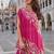 Rani pink embroidery, sequins & beads work crep high-low top palazzo suit -free size stitching (size upto 42")