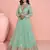 Sea green embroidery, sequins work viscos jacquard silk gown suit -free size stitching (size upto 42")