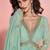 Sea green embroidery, sequins work viscos jacquard silk gown suit -free size stitching (size upto 42")