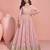 Rose pink embroidery sequins work viscos jacquard silk gown suit -free size stitching (size upto 42")