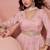 Rose pink embroidery sequins work viscos jacquard silk gown suit -free size stitching (size upto 42")