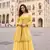 Yellow embroidery zari & sequins work gerogette blouse palazzo suit with jacket-free size(size upto 42")