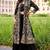 Black embroidery, zari& sequins work gerogette blouse palazzo suit with jacket-free size stitching (size upto 42")