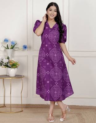 purple bandhni printed a-line maxi dress 2