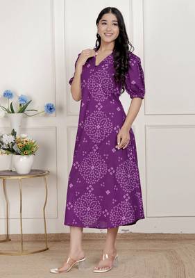 purple bandhni printed a-line maxi dress 3