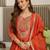 Women's Gorgeous Embroidery Vichitra Silk Fabric Flared Kurta, Pant and Dupatta Set