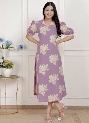 lavender floral printed a-line maxi dress 2