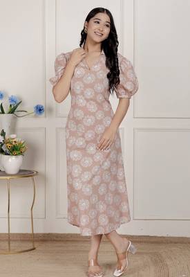 puff sleeve pure cotton printed maxi dress 1