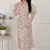 puff sleeve pure cotton printed maxi dress