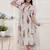 off white flower printed cotton flex maxi dress