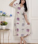 flex cotton short sleeve off white animal print a-line maxi dress