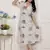 flex cotton short sleeve off white animal print a-line maxi dress