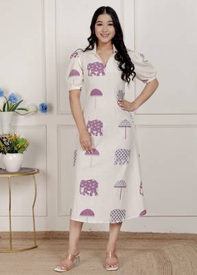 flex cotton short sleeve off white animal print a-line maxi dress 2