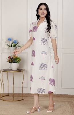 flex cotton short sleeve off white animal print a-line maxi dress 3