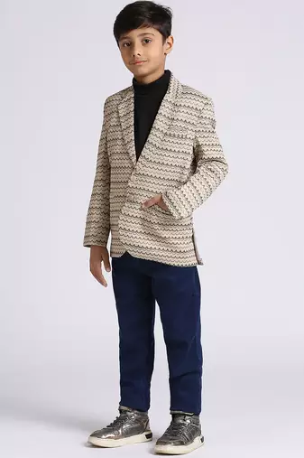 full sleeves solid elegance blazer - fawn