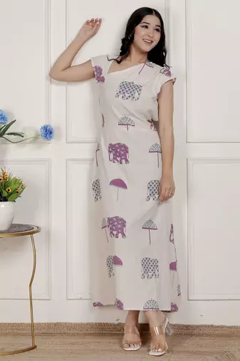 off-white animal printed asymmetric neck a-line maxi dress
