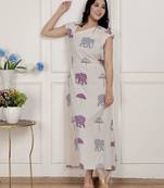 off-white animal printed asymmetric neck a-line maxi dress