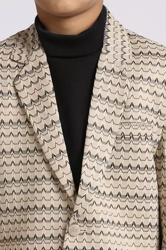full sleeves solid elegance blazer - fawn