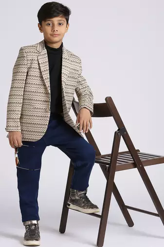full sleeves solid elegance blazer - fawn