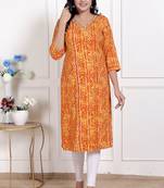 yellow bandhani printed straight kurti