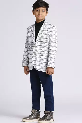 full sleeves solid elegance blazer - white