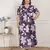 plus size purple pleated puff sleeve floral pure cotton butterfly midi dress