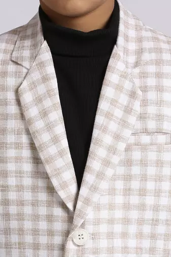 full sleeves solid elegance blazer - fawn