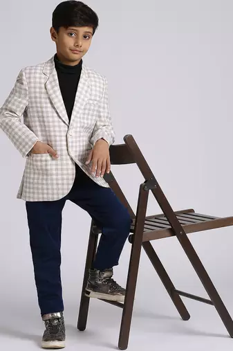 full sleeves solid elegance blazer - fawn