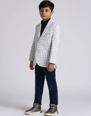 full sleeves solid elegance blazer - grey 3